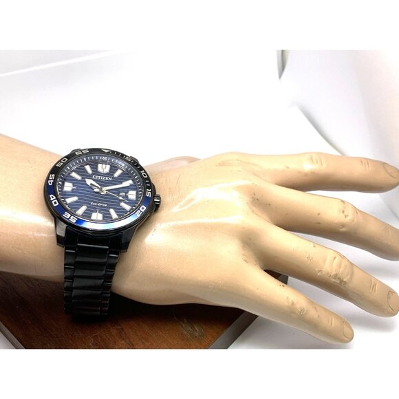 Citizen Men's Watch AW1705-55L Eco-Drive Blue Dial Black Stainless Steel 45mm - Picture 5 of 16